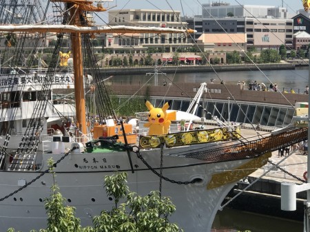 Pikachu on the deck of Nipponmaru ship