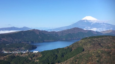 Mount Fuji and lake Ashinoko at hakone